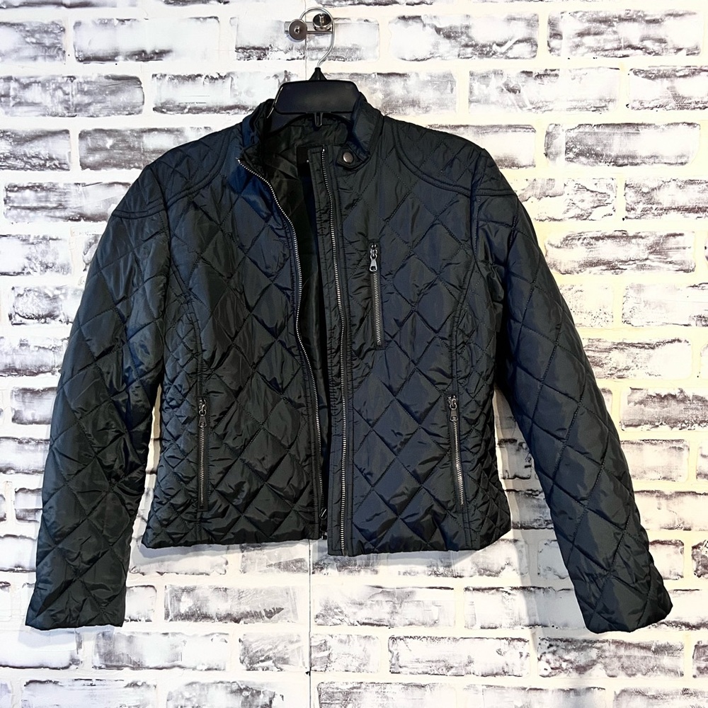 Banana Republic Dark Green Quilted Bomber Jacket